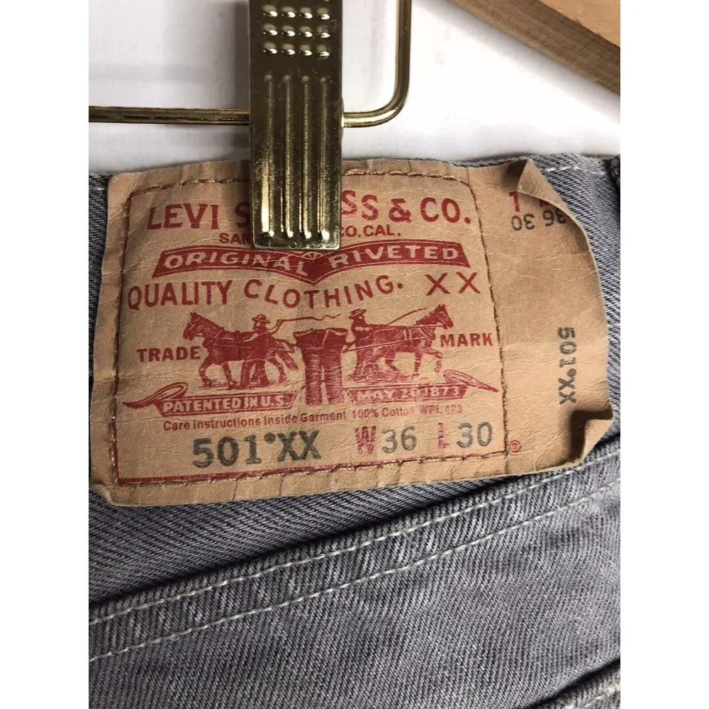 Levi's 501xx Jeans 36x30 Men's Button Fly Gray Jeans